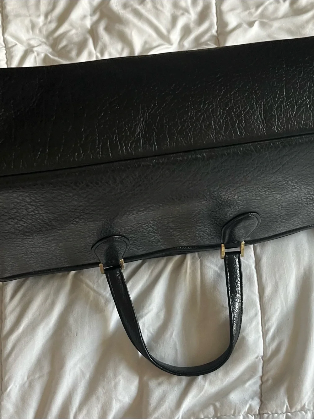 Vintage Oscar de la Renta Black Textured Leather Briefcase Commuter Laptop Bag